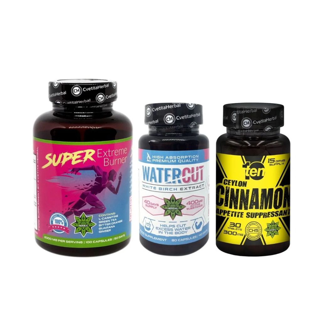 FETTVERBRENNUNG KOMBI-PAKET: Super Extreme Burner + Water Cut + 10/ten Ceylon Zimt