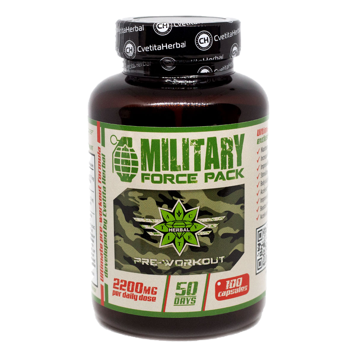 Kräuter und Aminosäuren - Military Force Pack (100 Kaps. x 1100 mg)