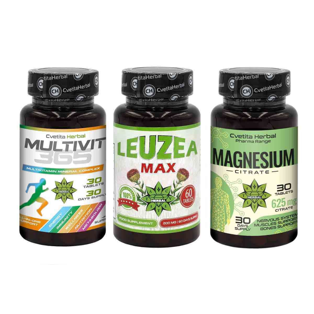 KOMBI-PAKET IMMUNITÄT STÄRKEN - LEVZEA MAX 60 TABLETTEN + MULTIVIT 365 + MAGNESIUM 30 TABLETTEN