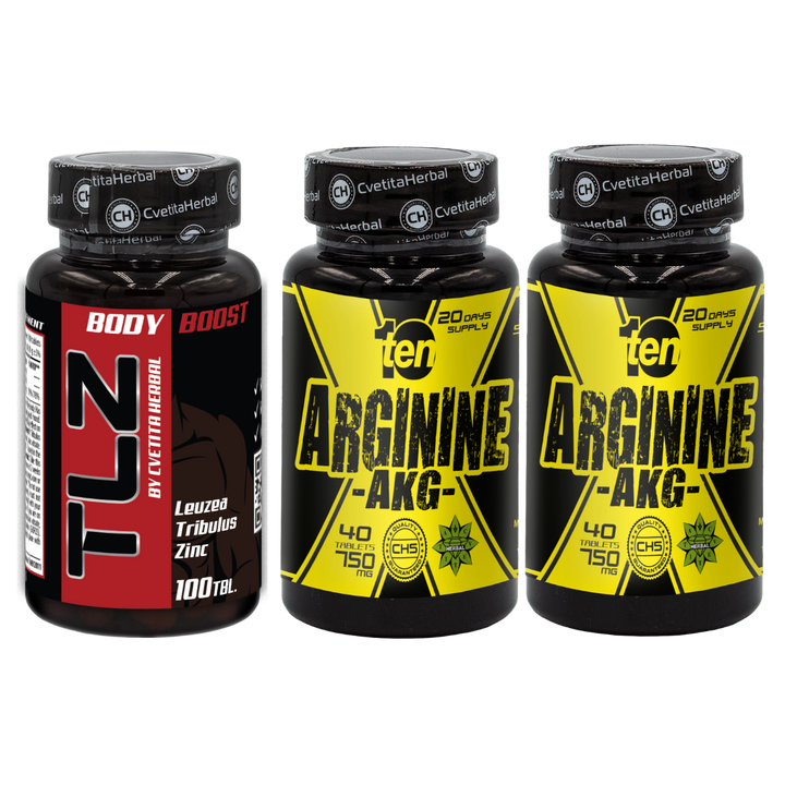 COMBO PAKET: TLZ (Tribulus, Leuzea, Zink) + TEN Arginine 40 Tabletten