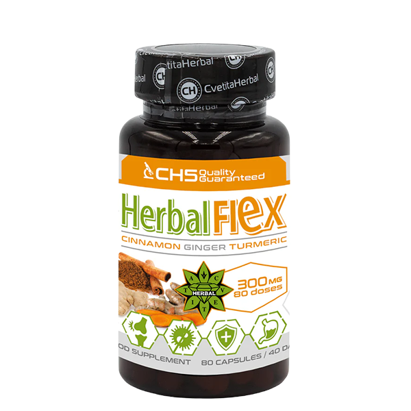 Kurkuma, Ingwer, Ceylon-Zimt - Herbal Flex (80 Kapseln x 300mg) - Herbal Flex