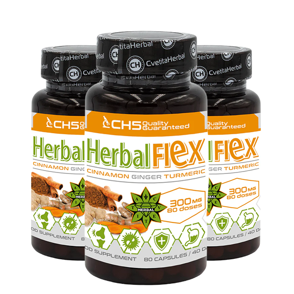 Kurkuma, Ingwer, Ceylon-Zimt - Herbal Flex (80 Kapseln x 300mg) - Herbal Flex