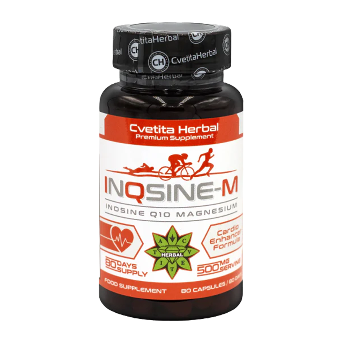 Inosin, Coenzym Q10, Magnesium - Vegetarisch (80 Kapseln x 500 mg)