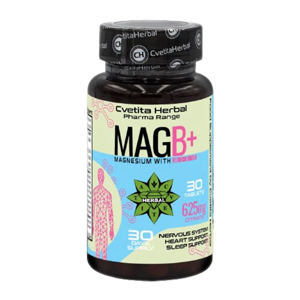 Magnesium mit Vitamin B Komplex - B1, B6, B12 (30 Tabletten)