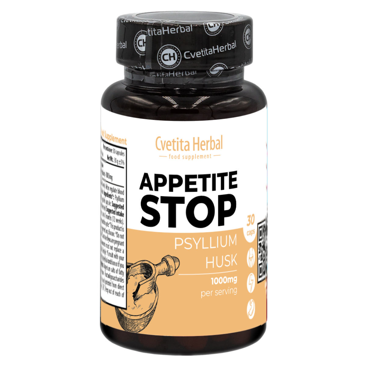Apfelessig "Weißer Wegerich (Psyllium)" - Appetite Stop (30 Kapseln x 1000 mg)