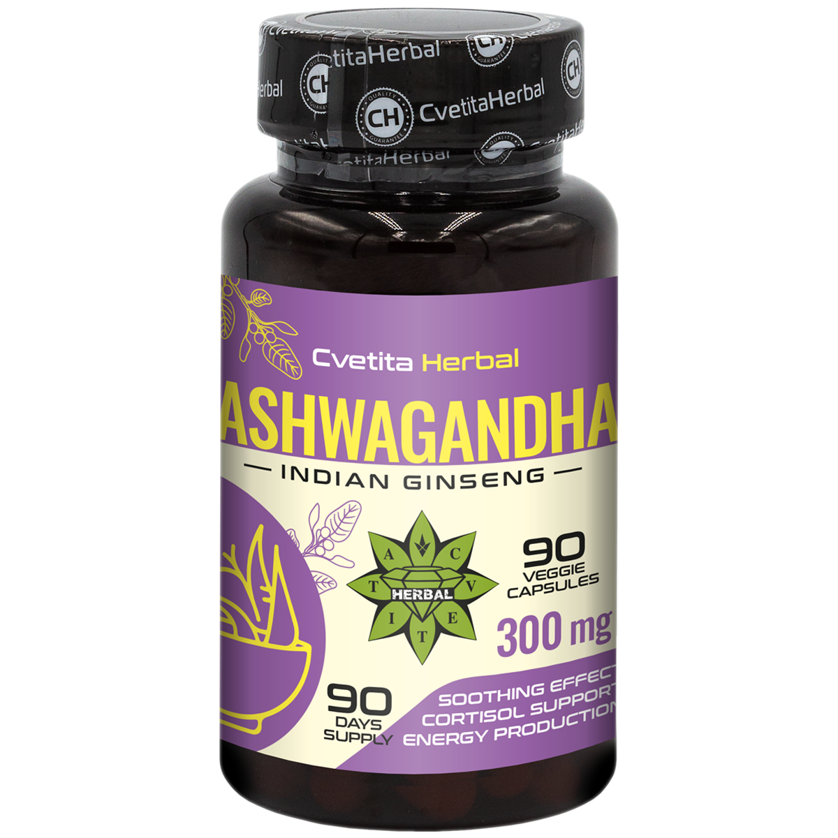 Ashwagandha-Extrakt - Pflanzlich (90 Kapseln x 300 mg)
