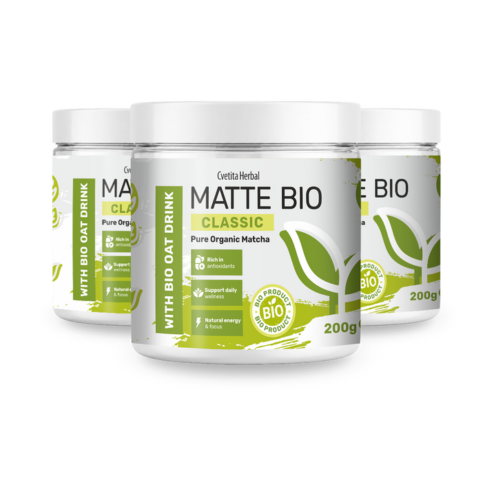 Matte Bio Classic 2+1 - Vorteilspaket mit drei Dosen Bio-Matcha à 200 g