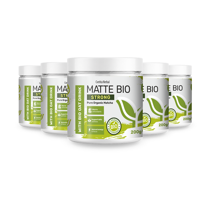 Matte Bio Strong 3+2 - Vorteilspaket mit fünf Dosen Bio-Matcha à 200 g