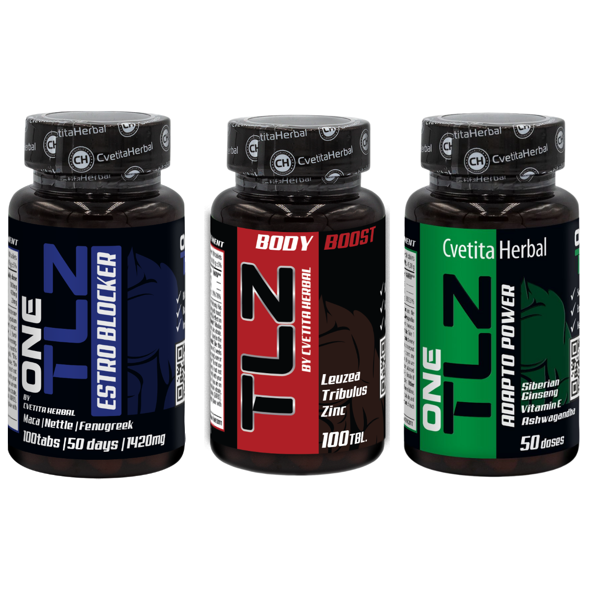 COMBO PAKET: TLZ BODY BOOST 100 Tabl. + TLZ ESTRO BLOCKER 100 Tabl. + TLZ ADAPTO POWER 50 Tabl.