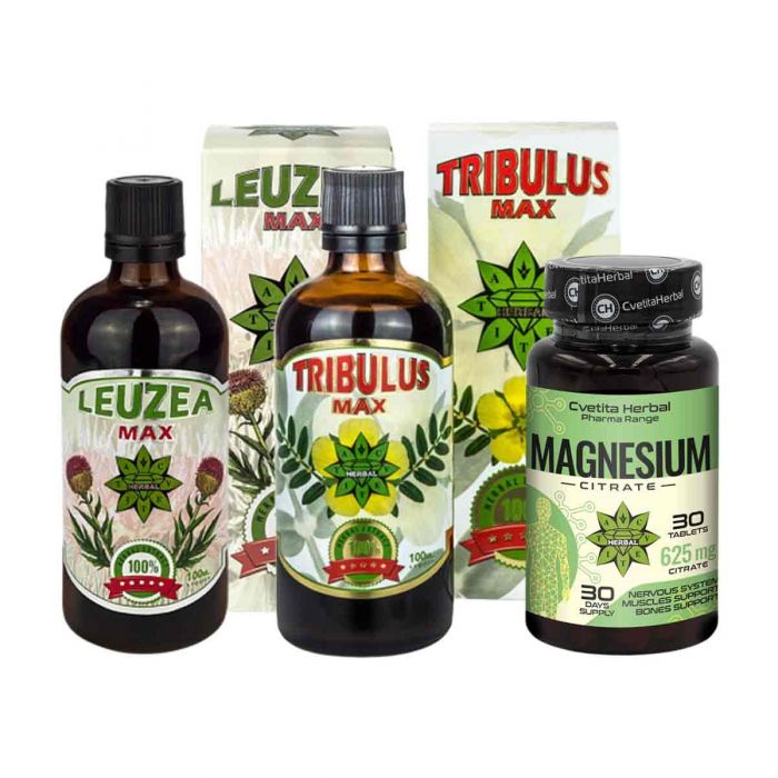 COMBO PAKET: Leuzea Max + Tribulus Max + Magnesium (30 Tabletten)