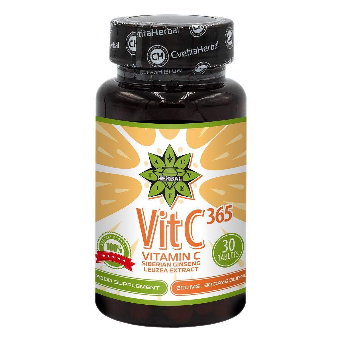 Vitamin C 365 + Sibirischer Ginseng und Leuzea (30 Tabletten)