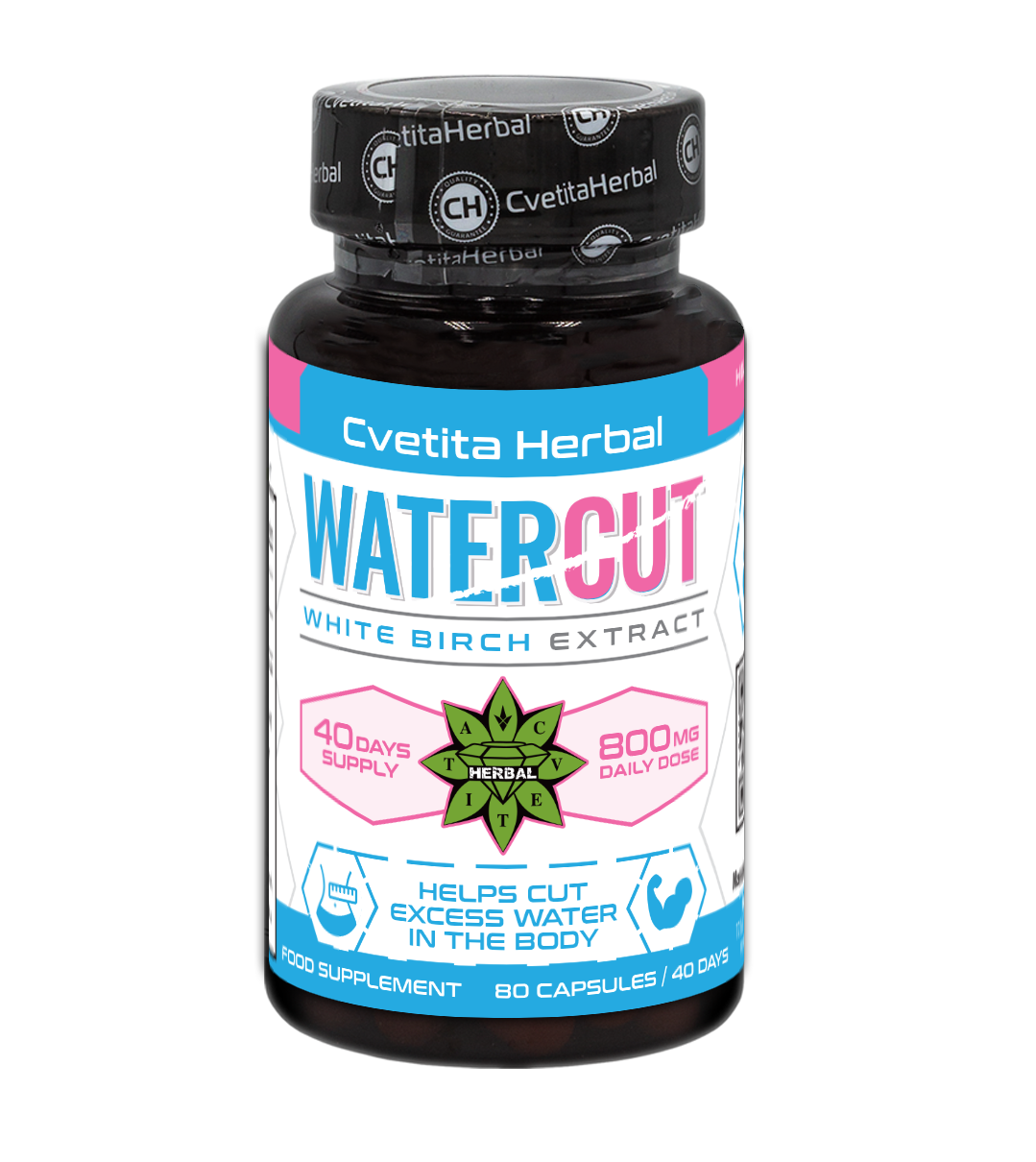 Cvetita Herbal WaterCut – екстракт бяла бреза, 80 капсули