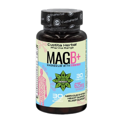 Magnesium mit Vitamin B Komplex - B1, B6, B12 (30 Tabletten)