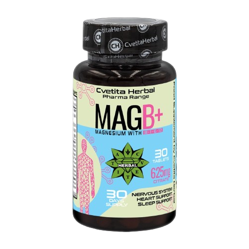 Magnesium mit Vitamin B Komplex - B1, B6, B12 (30 Tabletten)
